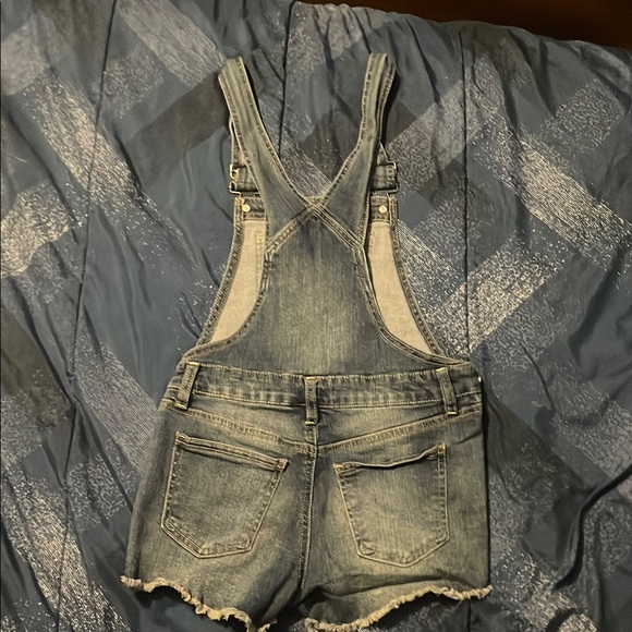 No Boundaries Blue Denim Distressed Overalls - Picture 3 of 3